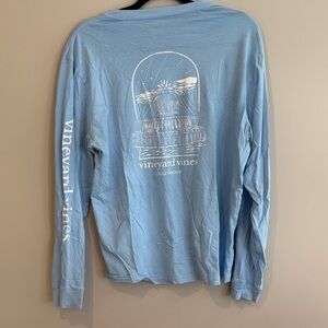 Vineyard Vines Charelston SC Pineapple Fountain Sky Blue Long Sleeve Tee